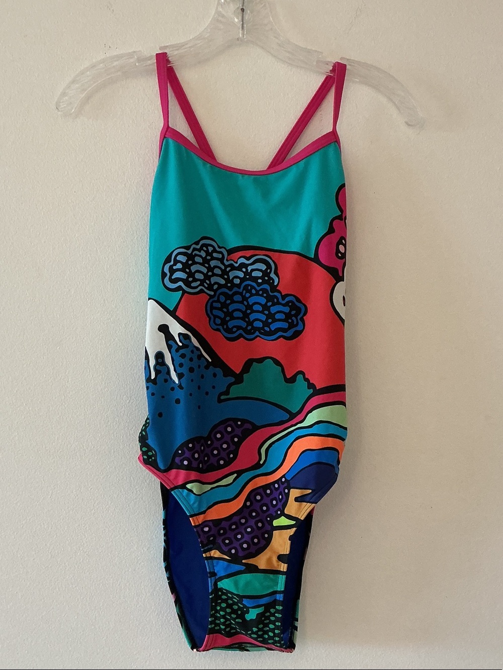 Sporti Thin Strap One Piece Swimsuit Multi Sz 36